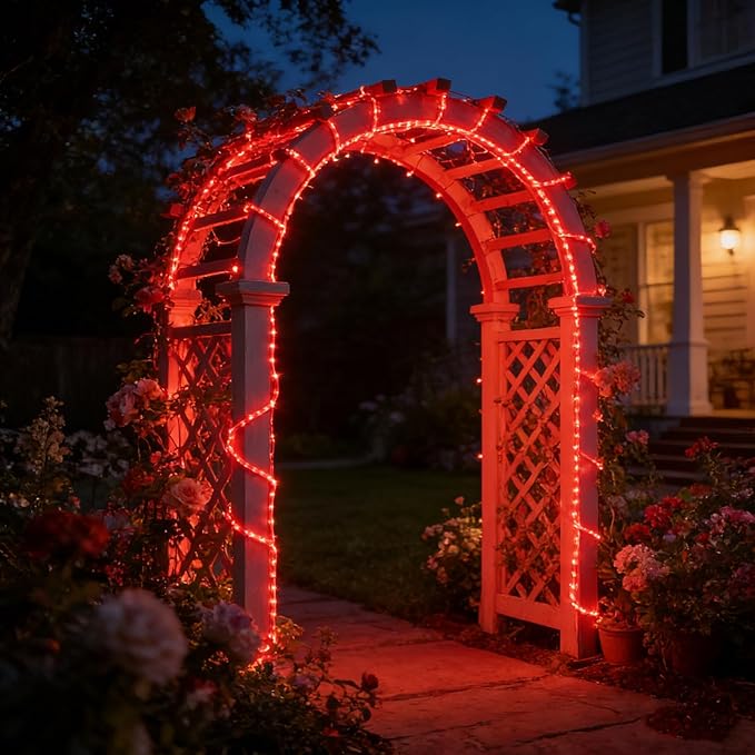 100Ft LED Rope Lights, LED Strip Lights Outdoor Waterproof Decorative Lighting for Indoor/Outdoor, Eaves, Backyards Garden, Halloween and Christmas Decorations(Red)