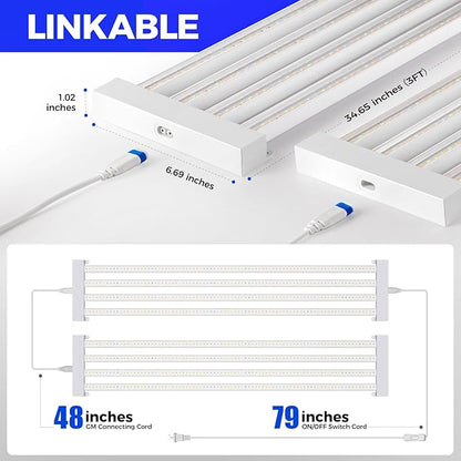 Barrina TX-L63 3FT Grow Lights for Indoor Plant, 252W (4 x 63W), 4 LED Panels Wider Coverage, Full Spectrum, High PPFD, Mechanical Timer, Linkable, Hanging Plant Light for Indoor, Seeding, 4 Packs