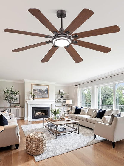 Fanbulous 65 Inch Ceiling Fans with Lights and Remote, Oil Bronze Ceiling Fan with 8 Dual-Color Blades, Indoor Large Ceiling Fans, Reversible DC Motor, 6-Speed, 3CCT for Living Porch Patio
