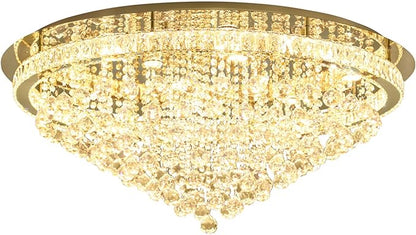 Dia 40" Modern Crystal Chandeliers for Living Room,Gold Large Chandelier Flush Mount Chandeliers for Bedrooms Dining Room Dimmable 2700k 4500k 6000k