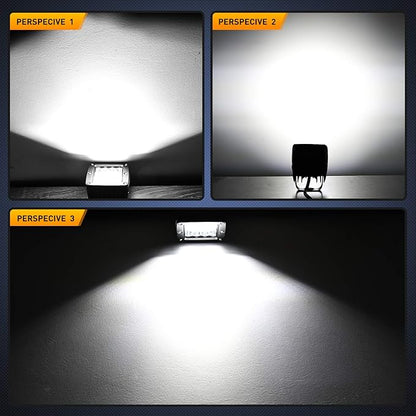 Nilight 2PCS 3Inch 42W LED Pods LED Cubes Upgraded Spot Flood Combo Beam Square Driving Light Backup Reverse Grill Mount with Wiring Harness Kit -2 leads, 2 Years Warranty