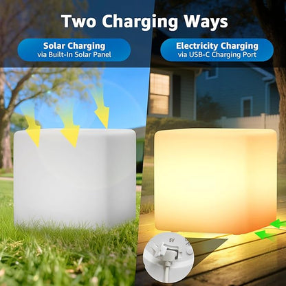 FUYO 12 inch LED Light Cube with Remote Waterproof Light Up Cube Chair, 16 RGB Colors LED Table for Kids Night Light, Glow Cube for Indoor Outdoor Home Patio Party (White-12 inch)
