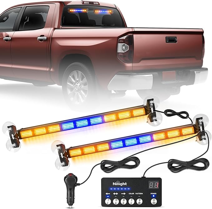 Nilight 162 LED Traffic Advisor Strobe Light Bar 2-in-1 Amber Blue Emergency Warning Hazard Lights with Controller 4 Switchable Color 36 Flash Pattern for Trucks Cars Tow Plow Construction Vehicles