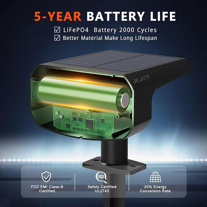 Solar Lights Outdoor Waterproof IP65, Super Bright LED with Lens, 6500K 2 Lighting Modes, Solar Powered Yard Garden Solar Spot Lights for Outside Landscape Auto On/Off - 4 Pack