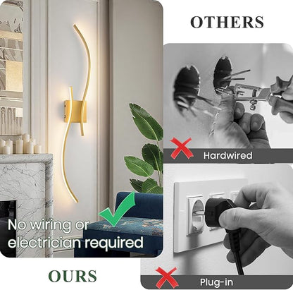 CANEOE Battery Operated Wall Sconce Set of 2, 18000mAh Gold Rechargeable Wall Lights with Remote Control,3000K-6000K Dimmable LED Wireless Wall Light for Living Room Bedroom Hallway,39.3 Inch (Gold)