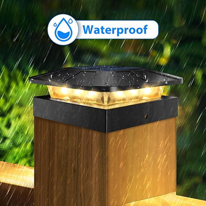 Peasur 6 Packs 4x4 Post Solar Lights with 3 Modes, Waterproof LED Solar Cap Lights for 4×4/3.5×3.5 Wood/Vinyl Posts, Post Top Lighting Outdoor for Fence Deck Mailbox Porch Railing