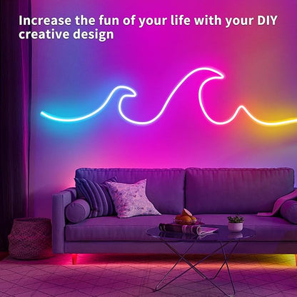 segrass LED neon Lights Strip 132FT,DC 24V RGB LED neon Light Strip APP Remote Controls Control Waterproof Flexible Neon LED Rope Lights for Bedroom,Playroom,Outdoors Decor（2 Rolls of 66ft）