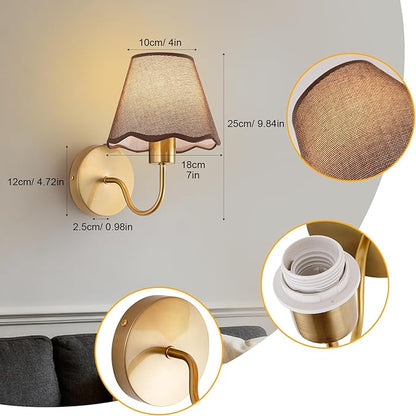ADISUN Battery Operated Wall Sconce Set of 2, Gold Wall Lamps Rechargeable Bulbs for Living Room, Brown Rattan Shade, Wireless Wall Lights for Bedroom Living Room Hallway Kitchen(2 Bulbs Included)