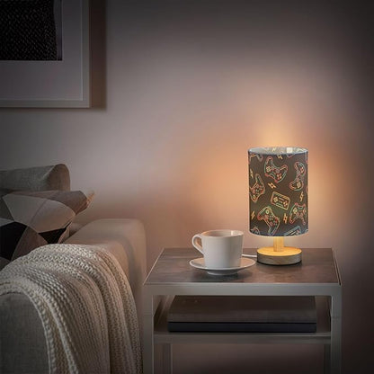 Bedside Table Lamp Video Game Gaming Nightstand Lamp with Wood Desk Lamps for Bedroom Living Room Nursery Office Home Decor
