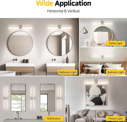 32 Inch Brushed Nickel Bathroom Vanity Light, Built-in Dimmer 2700K-6000K 1450LM LED, 360° Rotatable Bathroom Lights Over Mirror for Makeup, Shaving, Restroom, Powder Room ETL FCC