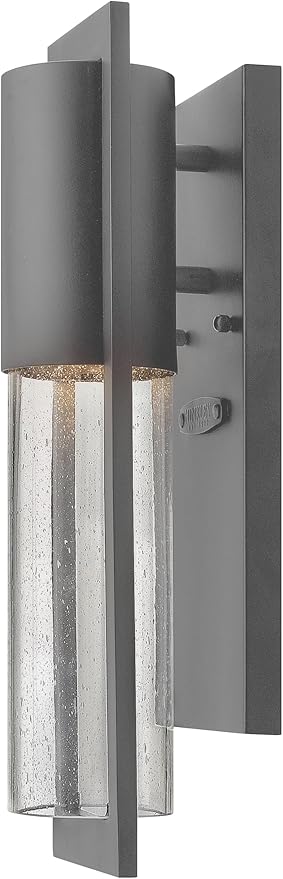Hinkley Shelter Medium Outdoor Wall Mount Lantern, Minimalist Style, Dark Sky-Compliant, Solid Aluminum/Clear Seedy Glass, Hematite