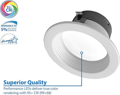 DLR4(v6) 4-inch White Selectable Recessed LED Downlight with Baffle (12 Pack)