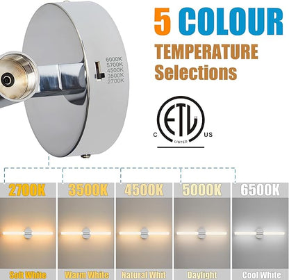 Bathroom Wall Sconces Set of 2 Hardwired Dimmable 5CCT LED Bathroom Light Fixtures Over Mirror 360° Full Lighting 31" Long Vanity Light Bar Modern Chrome Wall Sconce for Bedroom Living Room