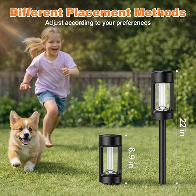 Solar Lights Outdoor，8 Pack Solar Pathway Lights with Acrylic Wick and 3000K IP65 Waterproof Lights for Lawn Patio Walkway Driveway Decor Landscape
