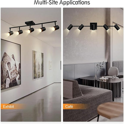 BoostArea Track Lighting Kit, Kitchen Lighting Fixtures Ceiling, 5 Light Track Lights, Rotatable Light Heads, Modern Track Lighting Fixtures Ceiling for Bedroom/Living Room,GU10 Bulb Not Included