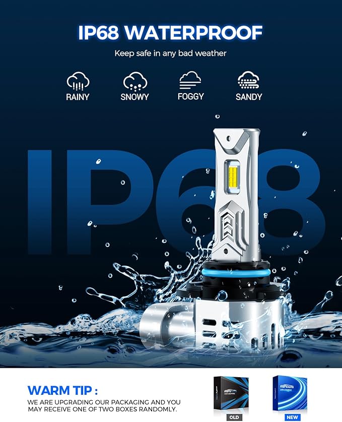 Marsauto 9005 9006 Bulb, 100000LM 1200% Brighter Fog Light with Turbo Fan, 5 Mins Quick Installation, IP67 Waterproof Bulbs, 9005 9006 Pack of 4