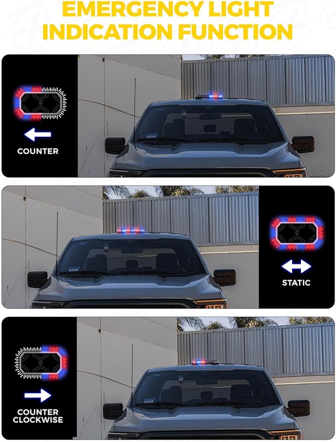 Xprite Red Blue Rooftop Emergency Strobe Light Bar, Beacon Safety Flashing Police Lights w/Control Panel Magnetic Base for Police Law Enforcement POV Vehicles Trucks