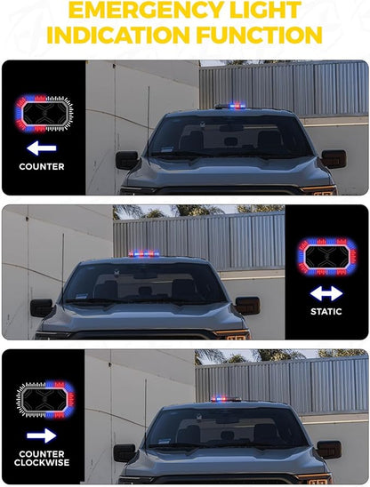 Xprite Red Blue Rooftop Emergency Strobe Light Bar, Beacon Safety Flashing Police Lights w/Control Panel Magnetic Base for Police Law Enforcement POV Vehicles Trucks