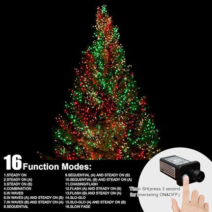 165 FT 500LED Red Green Warm String Lights Indoor Outdoor, Connectable Christmas Tree Lights Waterproof 16 Modes with Timer, Fairy Twinkle Light Plug in for Bedroom Wedding Party Xmas Decorations