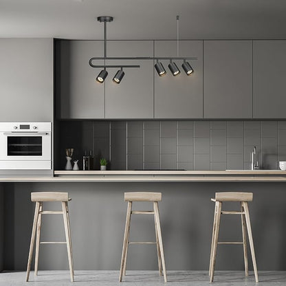 Globe Electric 64000121 32" 5-Light Track Lighting, Matte Black, Side Canopy, Lighting for Kitchen, Bathroom, Bedroom, or Dining Room, Living Room Ceiling Lights, Light Fixture, Kitchen Island Lights