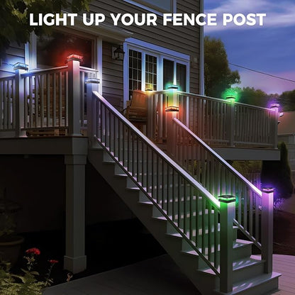 Peasur 4x4 Solar Post Cap Lights RGB Color Changing, 20 Pack Outdoor LED Fence Light Solar Powered Waterproof, Wood/Vinyl Posts Top Lights for Outside Deck Yard Garden Patio