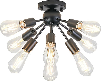Black Chandelier Sputnik Light Fixtures Ceiling Small Modern Flush Mount Ceiling Light 8 Lights Mid Century Chandelier