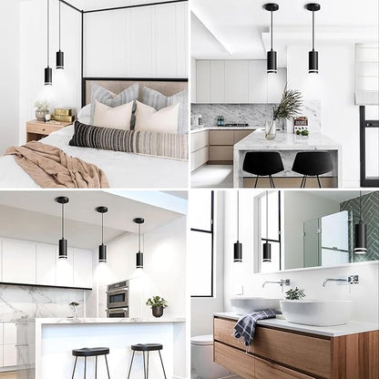 OKELI Mini Pendant Light, Black Modern Pendant Light Fixtures, LED Pendant Lighting for Kitchen Island, COB Lamp Bead, ETL,12W(3 Pack)