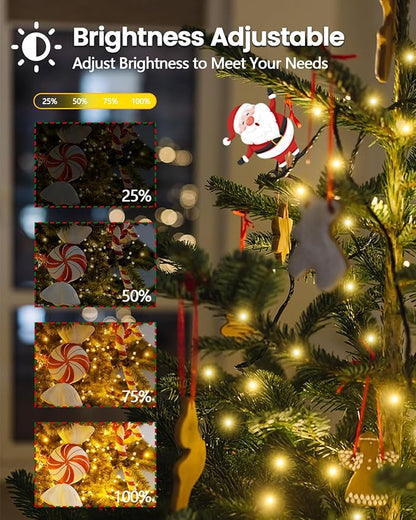 2025 New Christmas Tree Lights Indoor with Voice Control & Remote | 448LED Waterfall Tree Topper Lights with 12 Modes & Timer, 7FT x 16 Lines Cascading Twinkle Lights for 7FT Xmas Decor(Warm White)