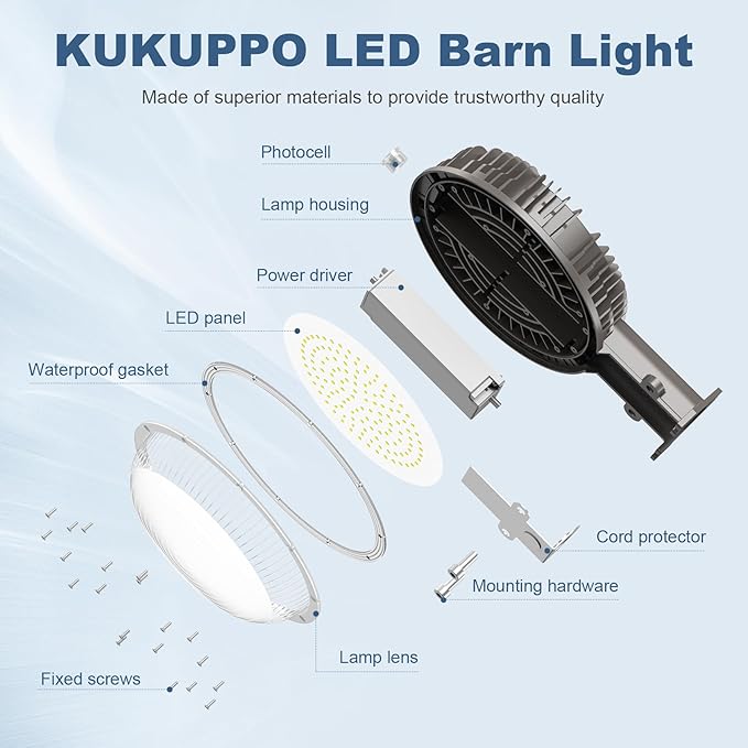 80W LED Barn Light with Photocell, ETL Listed 11,200LM LED Yard Light Outdoor, IP65 Waterproof, 5000K Daylight LED Pole Light Area Security Flood Light Fixture for Yard, Barn, Farm, Street