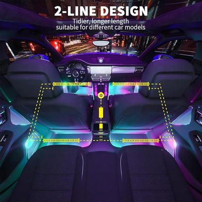 Car LED Interior Lights,Car LED Strip Light with,8 Colors Atmosphere Lights,USB Port Music Sound-Activated Lighting.