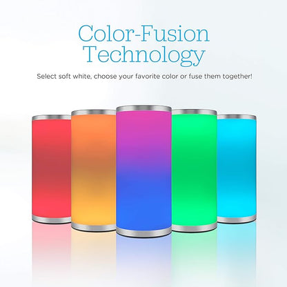 Enbrighten Color-Fusion LED Lamp, Modern Night Light, Touch Sensor, Dimmable Whites & Vibrant RBG Colors, Dorm Essentials, Ideal for Gaming, Office, Living Room, Kids Bedroom, Reading Light, 58148