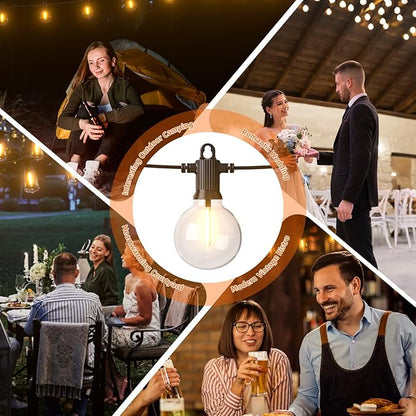 Kawaya Outdoor Solar String Lights, IP65 Waterproof Shatterproof Edison Hanging Lights with USB-Charging LED Solar Patio Light for Yard Fence Porch Camping Party and Garden Decor