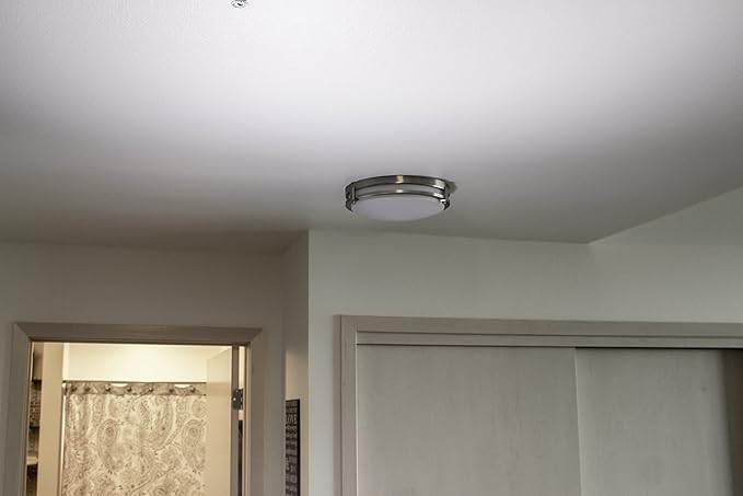 Ripon 14.5 Inch Integrated LED Ceiling Light, Dimmable, Satin Nickel, for Bedroom, Kitchen, Bathroom – Design House, 578641
