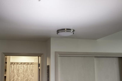 Ripon 14.5 Inch Integrated LED Ceiling Light, Dimmable, Satin Nickel, for Bedroom, Kitchen, Bathroom – Design House, 578641
