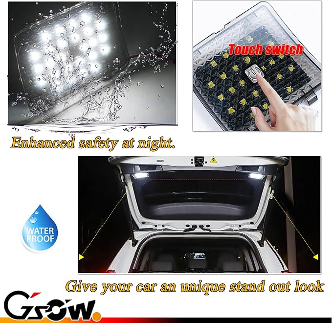 2 Pcs LED Trunk Overhead Lights for Toyo-ta RAV4 2019 2020 2021, Rav4 accessories Rear Hatch Door Lid Trunk Cargo Lamp Trunk Ceiling Lighting, (Not Fit for 2022+ RAV4)