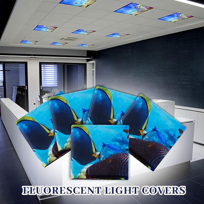 Patelai 8 Pack Fluorescent Light Covers for Classroom Ceiling 4 x 2 Feet Magnetic Light Covers Filter for Office School Drop Ceiling Supplies(Ocean Style)