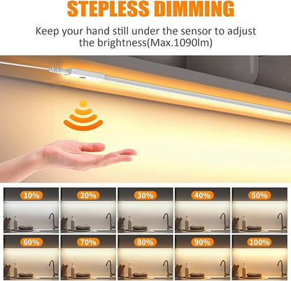 MY BEAUTY LIGHT 80in Smart Under Cabinet Lights, Handwave Sensor Under Counter Lights for Kitchen, 2700K-6500K 1090lm Stick-on Closet Light, Slim Cuttable Plug and Play Kitchen Lamp, 2 Rolls of 40in