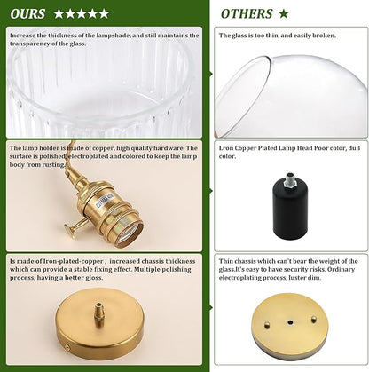 Shenmoyl Battery Operated Pendant Light 5000mAh Rechargeable Chandelier with Remote Control Wireless Adjustable Hanging Clear Striped Light for Kitchen Island Dining Room Hallway