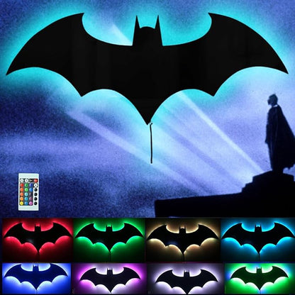 Superhero LED Lamp Decor Night Light with 16 Colors Remote Control Custom Natural Wall Sconce Acrylic Engraved Kids Room Wall Lamp for Boys Friends Gift (Mirror) (Black)
