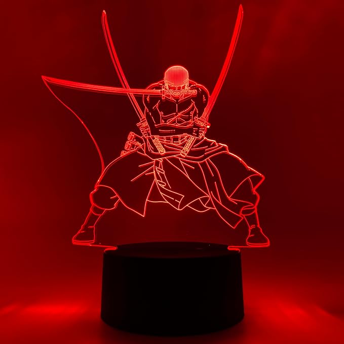 Otaku Lamps Zoro One Piece – Anime Lamp Figure Night Light, 16 Color RGB LED – 3D Anime Room Décor Gift for Otaku