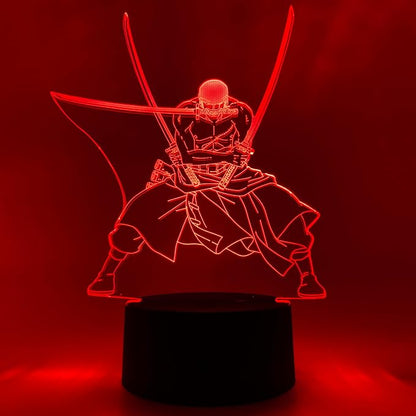 Otaku Lamps Zoro One Piece – Anime Lamp Figure Night Light, 16 Color RGB LED – 3D Anime Room Décor Gift for Otaku