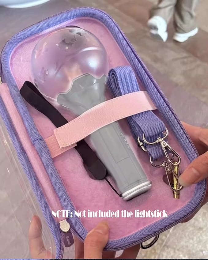 Lightstick Case For Army's Bomb - Clear Concert Light Stick Holder for VER.2 / VER.3 / VER.4 / Special Edition - Travel Carrying Storage Bag with Cross Body & Soft Protective, Kpop Fans Gifts (Purple)