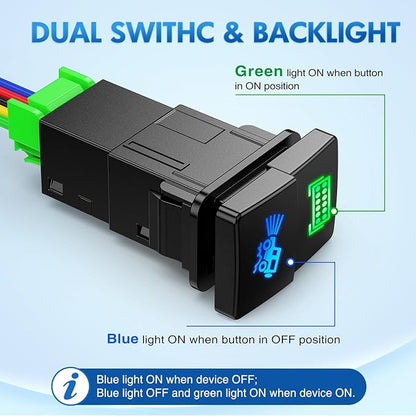 Nilight LED Light Bar & Off-Road Lights Dual Push Button Switch 12V ON Off Switches with Connector Wire Kit 1.28" x 0.87" Replacement for Toyota Sequoia Highlander Tacoma Tundra 4Runner RAVR Yaris