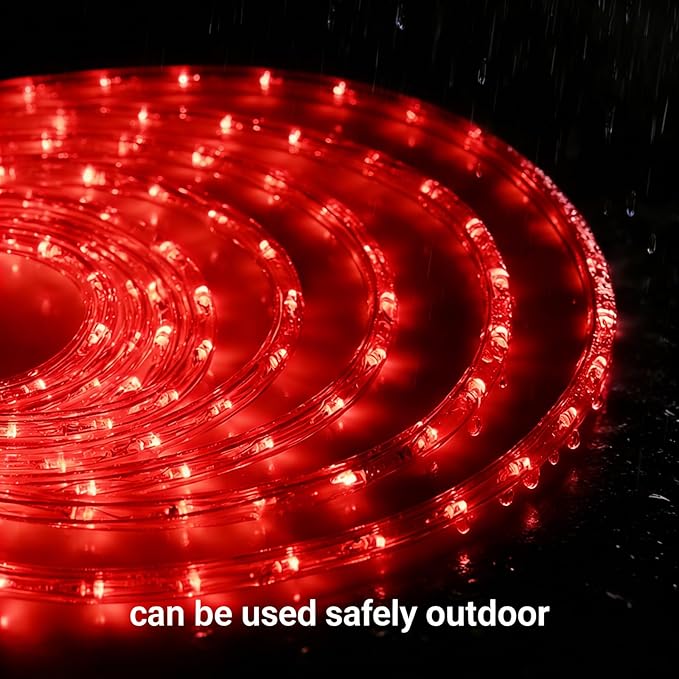 100Ft LED Rope Lights, LED Strip Lights Outdoor Waterproof Decorative Lighting for Indoor/Outdoor, Eaves, Backyards Garden, Halloween and Christmas Decorations(Red)