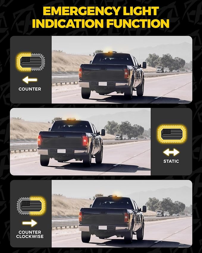 Xprite Amber Rooftop Emergency Strobe Light Bar, US Flag Beacon Safety Flashing Warnin Lights w/Control Panel Magnetic Base for Construction Trucks Plows Postal Security Cars