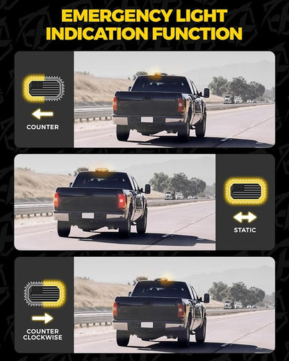 Xprite Amber Rooftop Emergency Strobe Light Bar, US Flag Beacon Safety Flashing Warnin Lights w/Control Panel Magnetic Base for Construction Trucks Plows Postal Security Cars