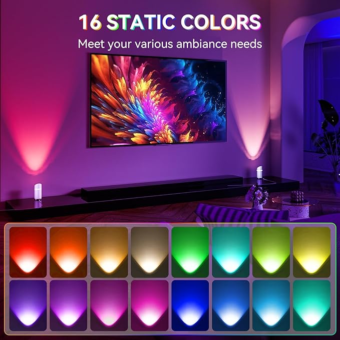 2 Pack Uplights Indoor Floor Can Lights, RGBW Spotlight Indoor with Foot Switch for Living Room Corner Sofa House Plant Wall Artwork Decor