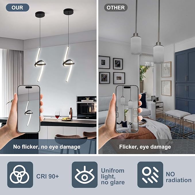 ADISUN Modern LED Pendant Light, Spiral Pendant Lights Kitchen Island, 4500K Neutral Light, Adjustable Height, Pendant Light Fixtures for Living Room Bedroom Hanging Light(Black)