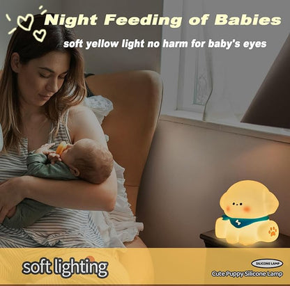 HAPPYBAG Dog Lamp, Cute Puppy Night Light for Kids, Dimmable Nursery Puppy Lamps, Silicone Fruit Bedside Lamp for Baby and Toddler