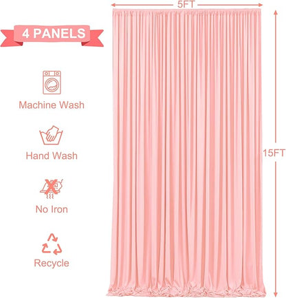 20ft x 15ft Blush Pink Wrinkle Free Backdrop Curtains for Wedding Party Backdrops Curtain Drapes Fabric Decorations Photo Back Drop Cloth for Baby Shower Photography Stage Reception